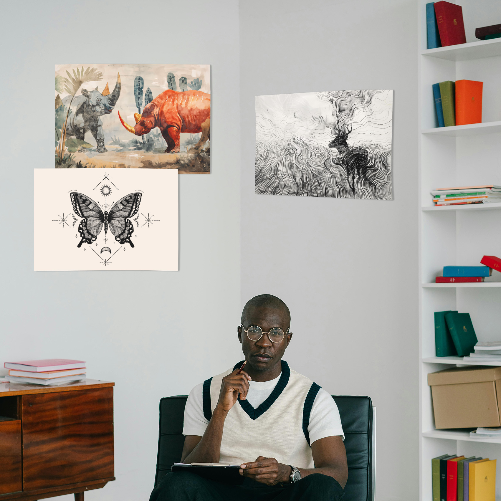 Abstract-Deer-A3-A4 Black-Guy-Mock-01