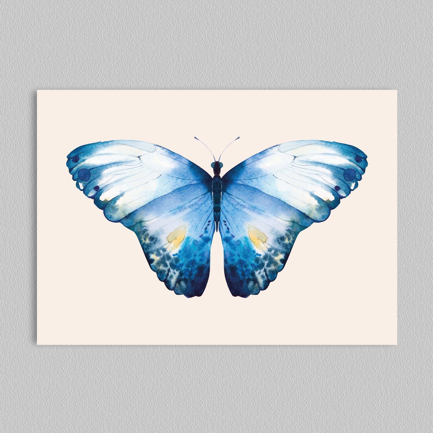 Blue Butterfly Water Colour Print Ready Art