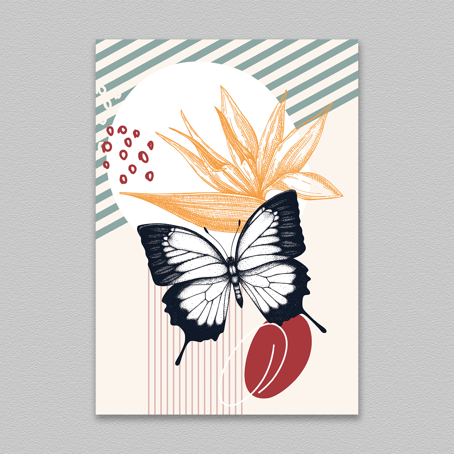 Butterfly Inked Tattoo Black & White Art Poster