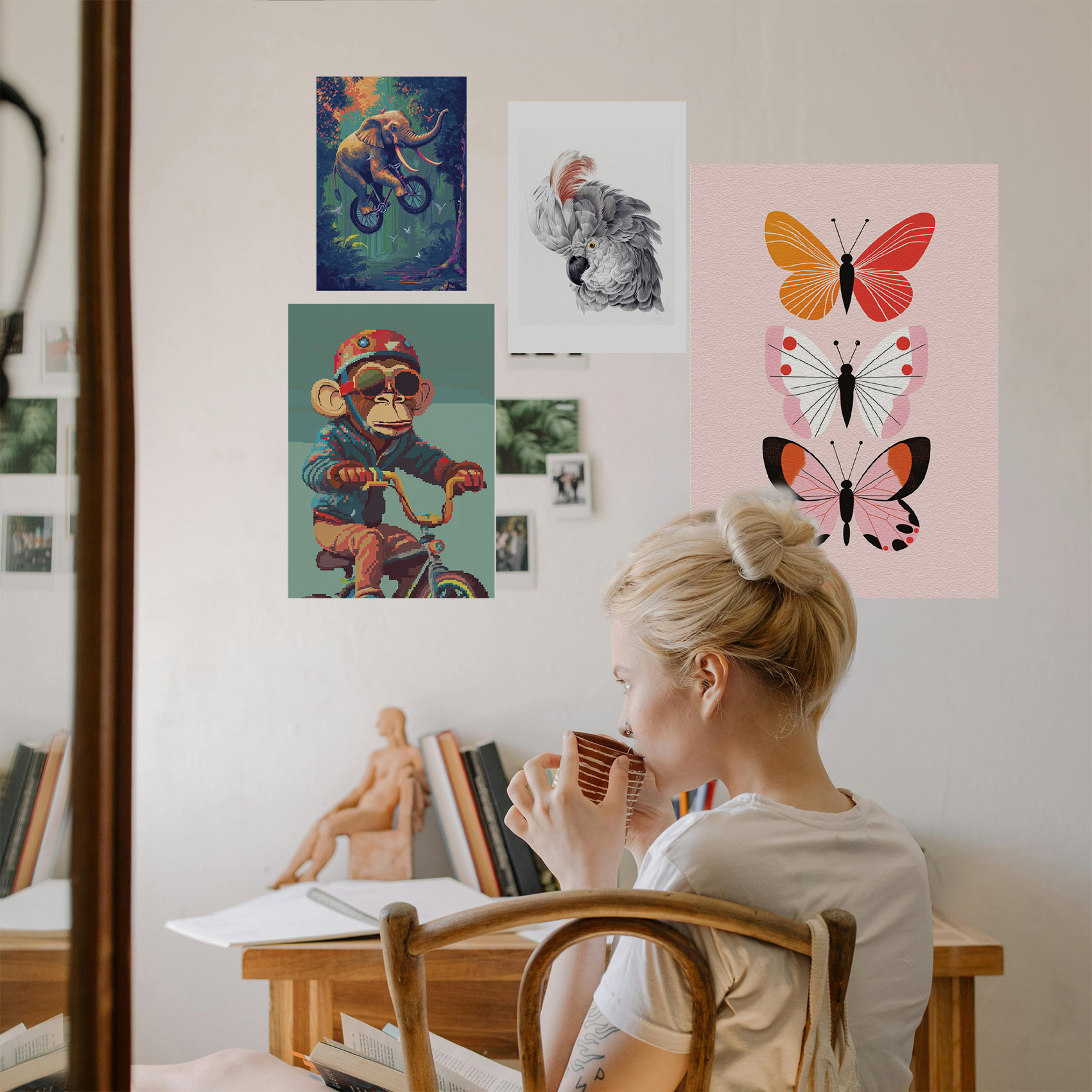 Elephant-Riding-Bicycle-A5-A4 Lady-01