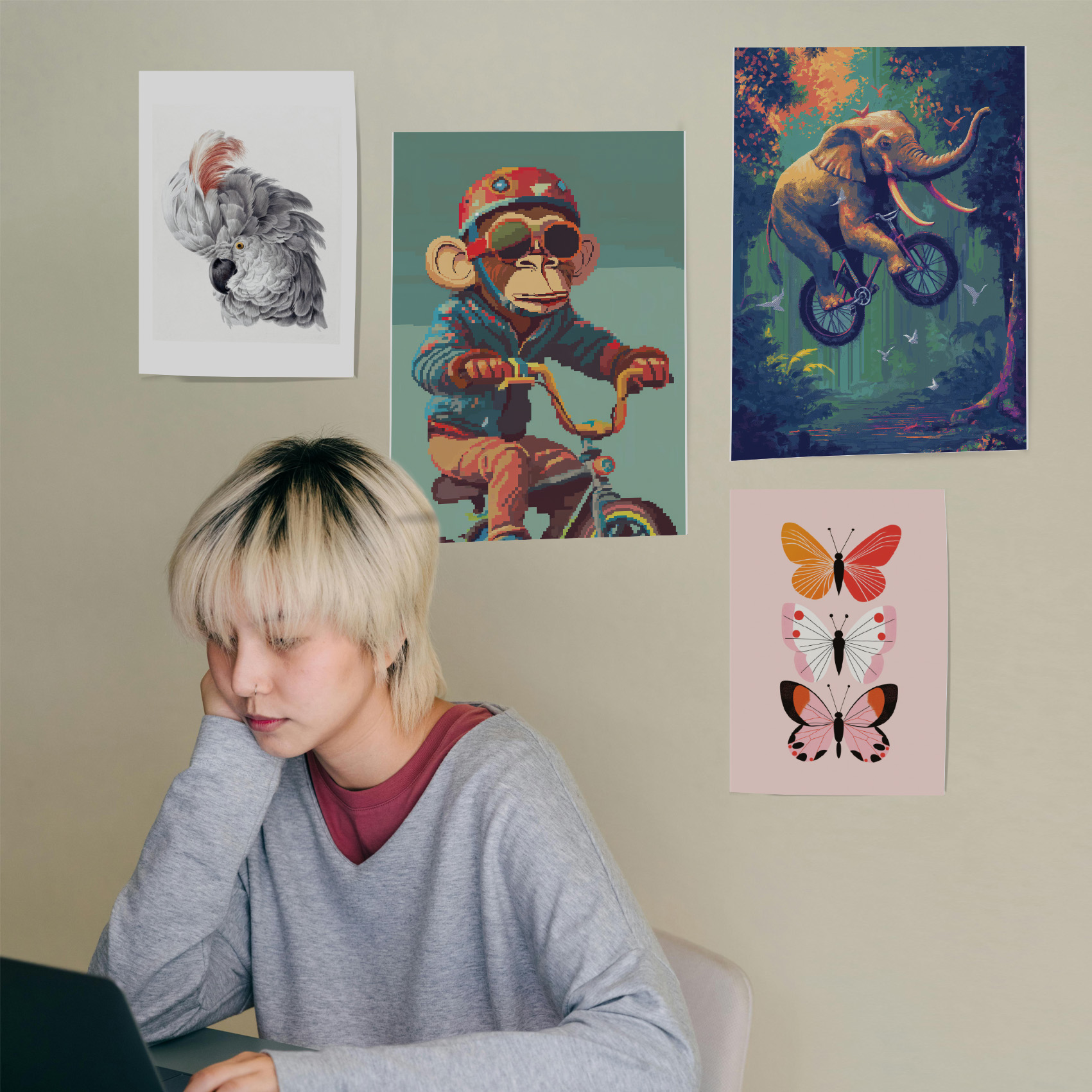 Elephant-Riding-Bicycle-A5-A4 Lady-02