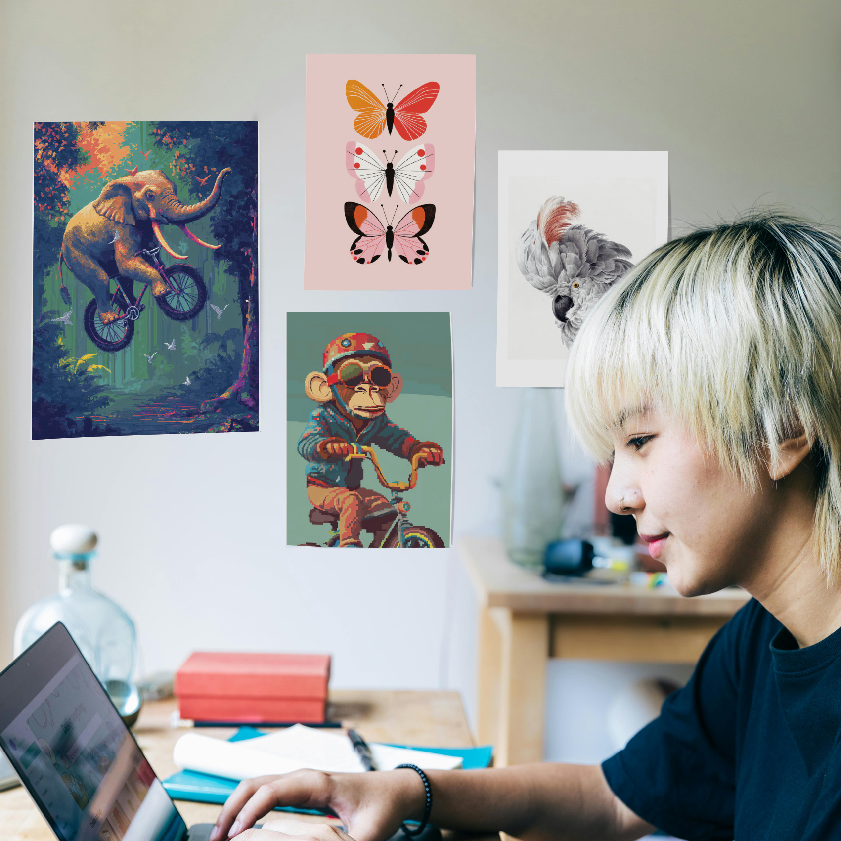 Elephant-Riding-Bicycle-A5-A4 Lady-04