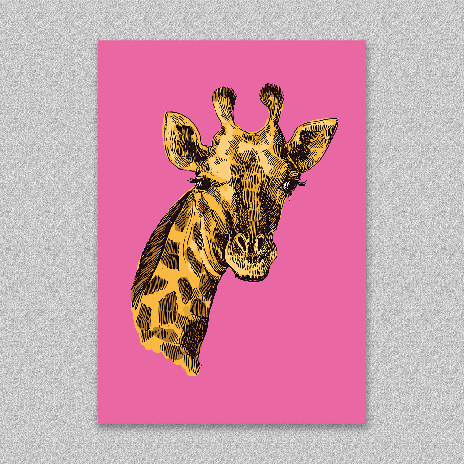 Giraffe Line Art Print Poster