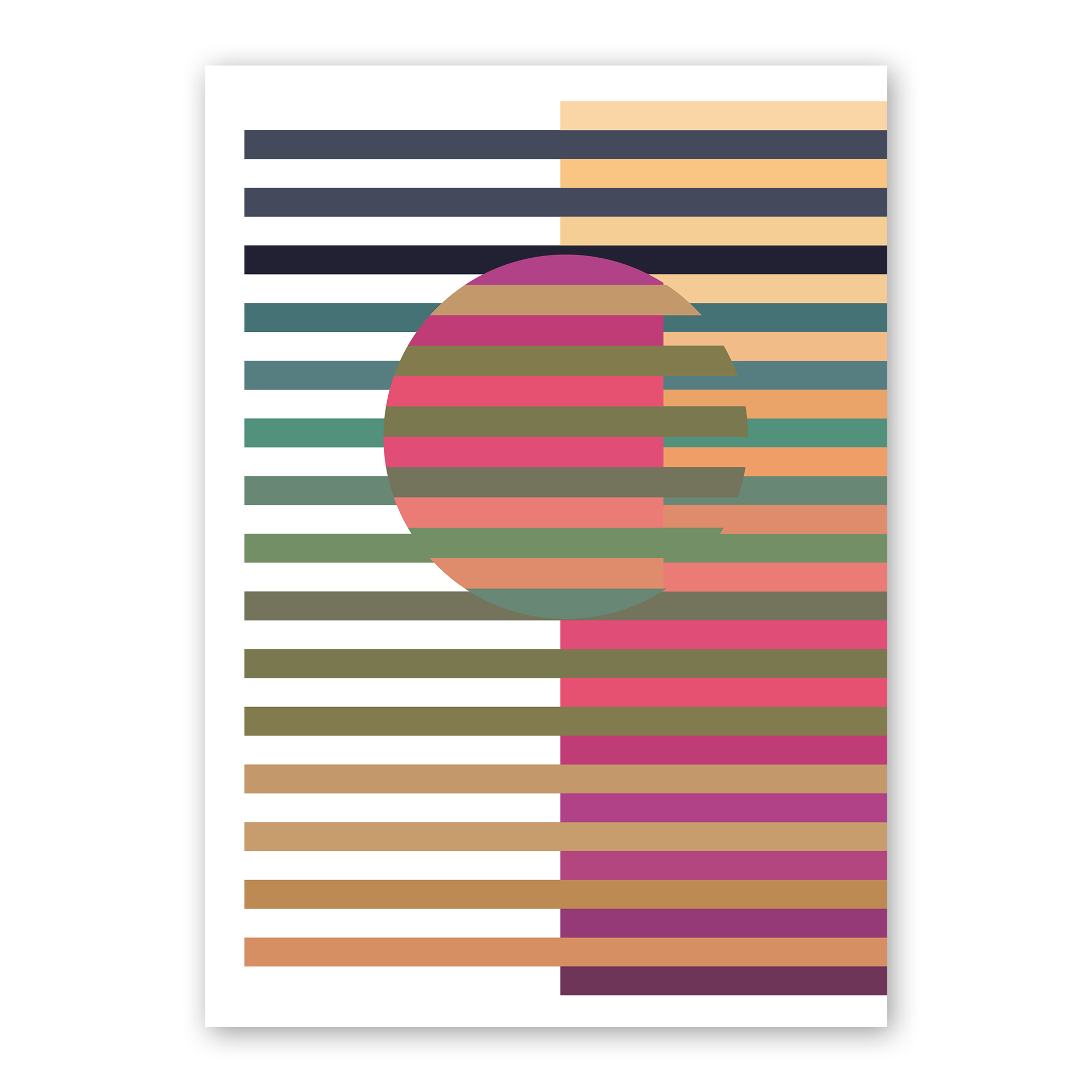 Split Balance – Abstract Circle Composition Poster